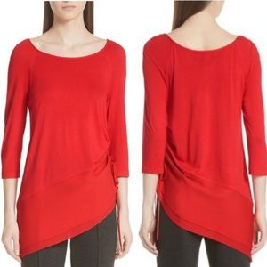 St. John | Silk blend Side Ruched Asymmetrical Top - Large